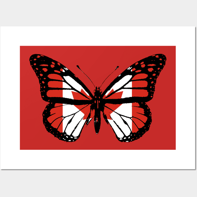 Canada Monarch Butterfly Flag of Canadians To Celebrate Canada Day (Support Team of Canada) Wall Art by Mochabonk